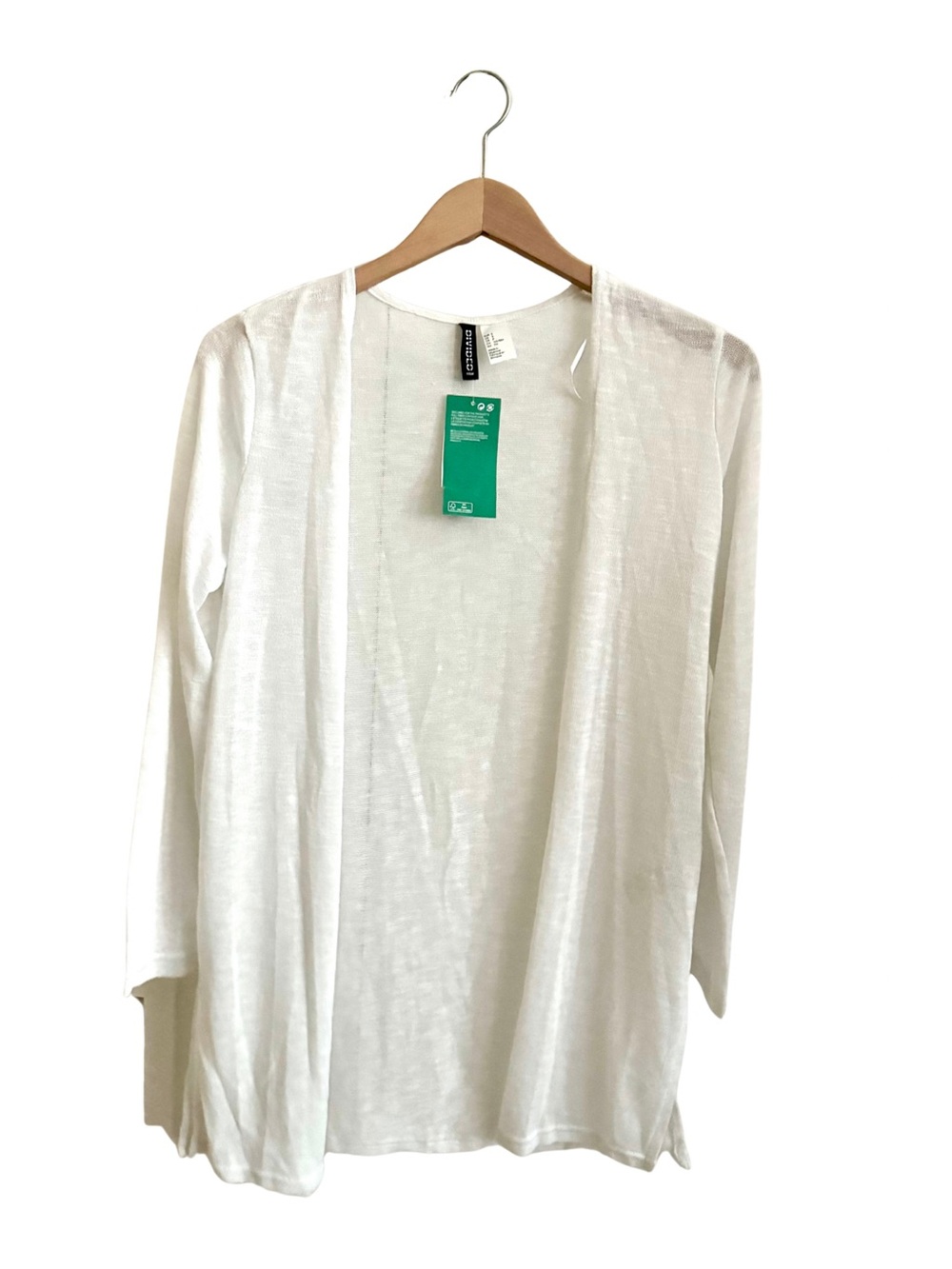 H&M White Sheer Open Front Lightweight Cardigan Sweater NWT Size Small